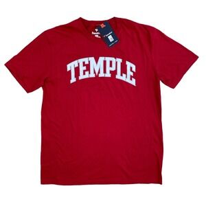 Temple Owls Cherry Red Men's Fanatics Branded Basic Arch Short Sleeve T-Shirt L